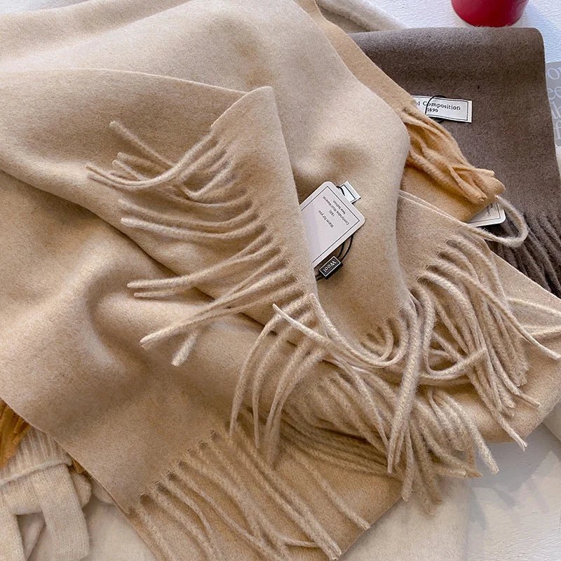 Cashmere Feel Tassel Scarf Oversized Wrap — Quiet Luxury Winter Essential - BaeSprout.com