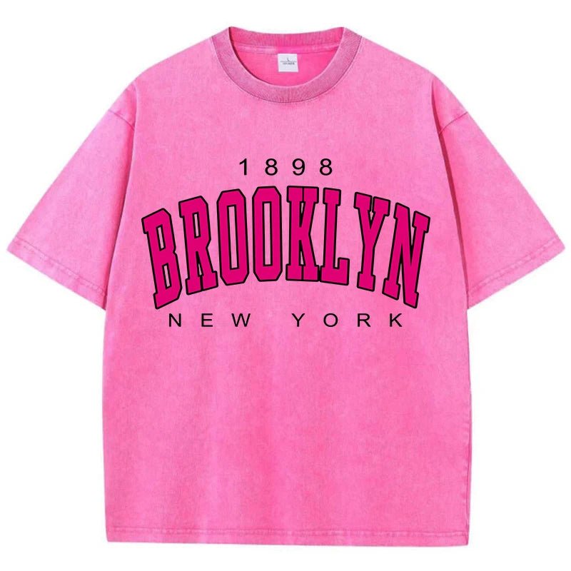 Brooklyn New York Washed Graphic Tee Oversized — Y2K Varsity - BaeSprout.com