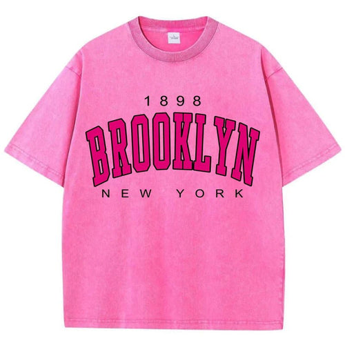 Brooklyn New York Washed Graphic Tee Oversized — Y2K Varsity - BaeSprout.com
