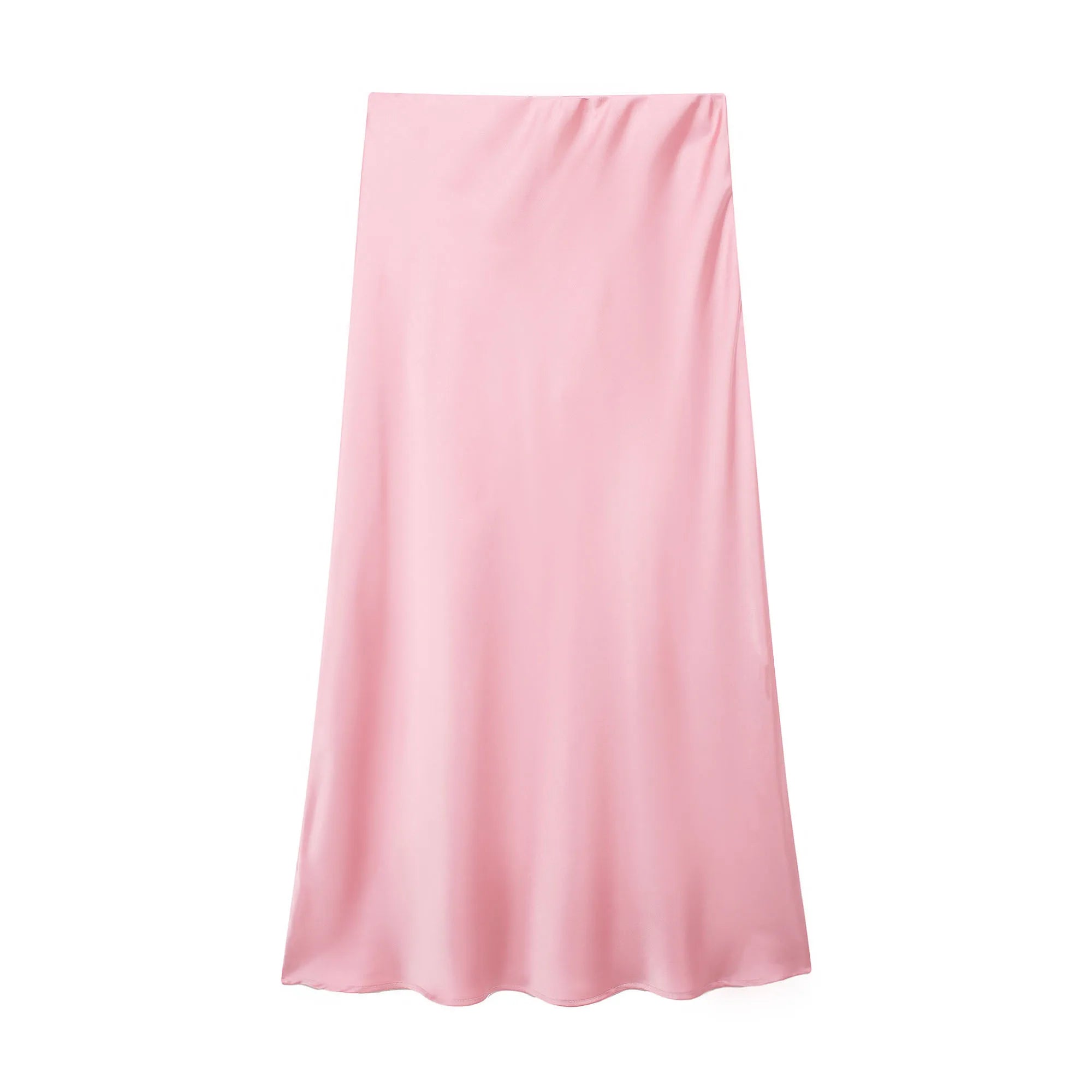 Satin Midi Skirt High Waist Flowy A - Line — Quiet Luxury Old Money Chic - BaeSprout.com