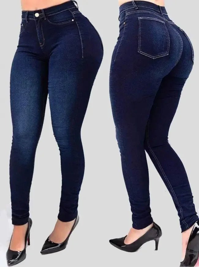 High Waist Skinny Jeans Stretch Fitted — Y2K Baddie Clean Girl Essential - BaeSprout.com