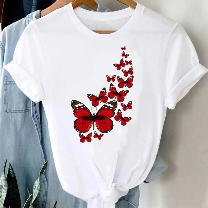 Summer Cartoon Butterfly Print Top - BaeSprout.com