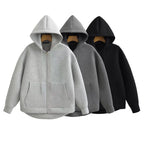 Oversized Zip - Up Hoodie Big Pocket Loose Fit — Clean Girl Y2K Essential - BaeSprout.com