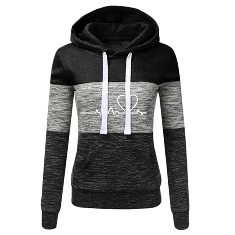 Color Block Hoodie Jogger Set Two Piece Heartbeat — Y2K Sporty Streetwear - BaeSprout.com