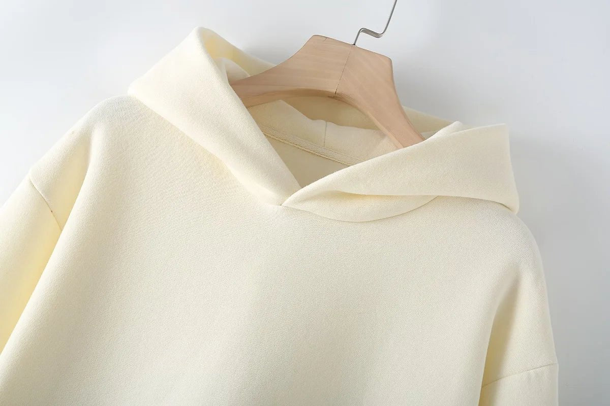 V - Neck Hoodie Wide Leg Pants Set Two Piece Fleece — Quiet Luxury Casual - BaeSprout.com