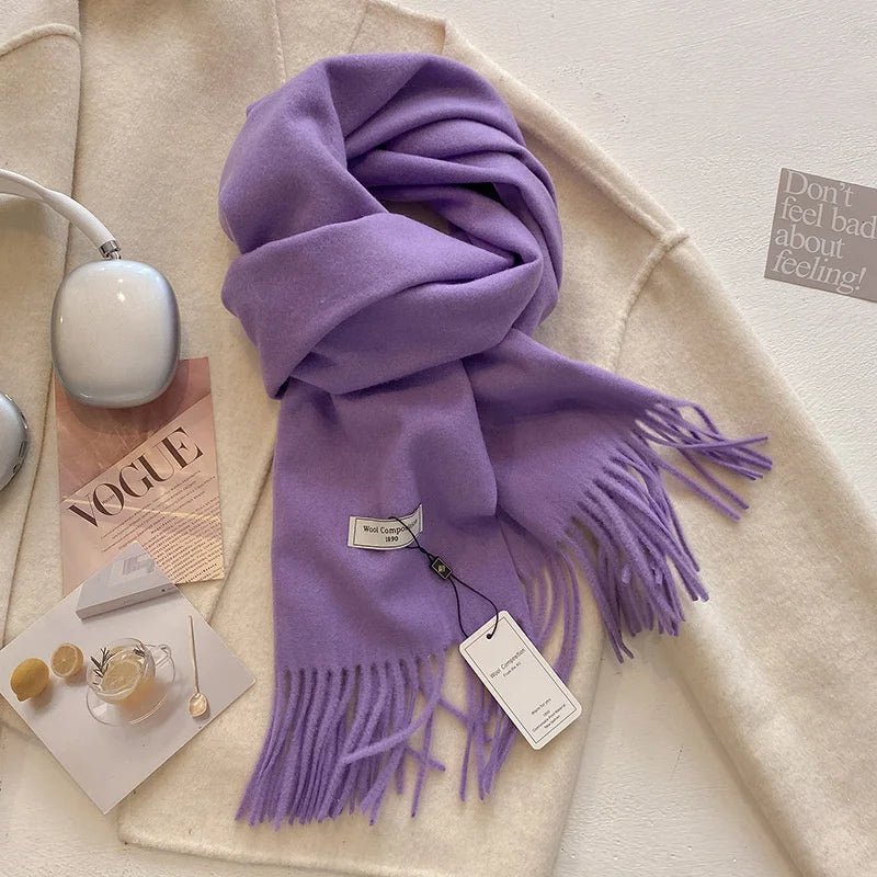Cashmere Feel Tassel Scarf Oversized Wrap — Quiet Luxury Winter Essential - BaeSprout.com