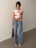 Floral Asymmetric Crop Top One Shoulder Ruched — Coquette Y2K Summer - BaeSprout.com