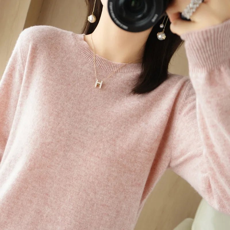 Crew Neck Cashmere - Blend Pullover Sweater - Quiet Luxury - BaeSprout.com