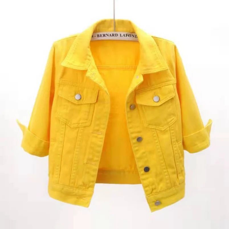 Colored Denim Jacket with Button Front — Y2K Casual Street - BaeSprout.com