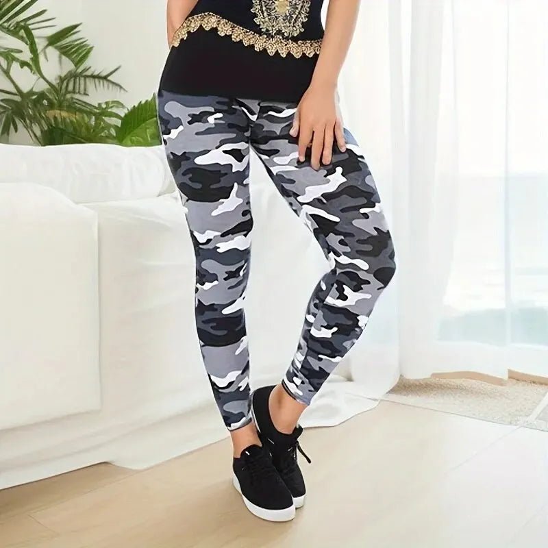 Camo Print High Waist Leggings with Slim Fit — Y2K Streetwear - BaeSprout.com