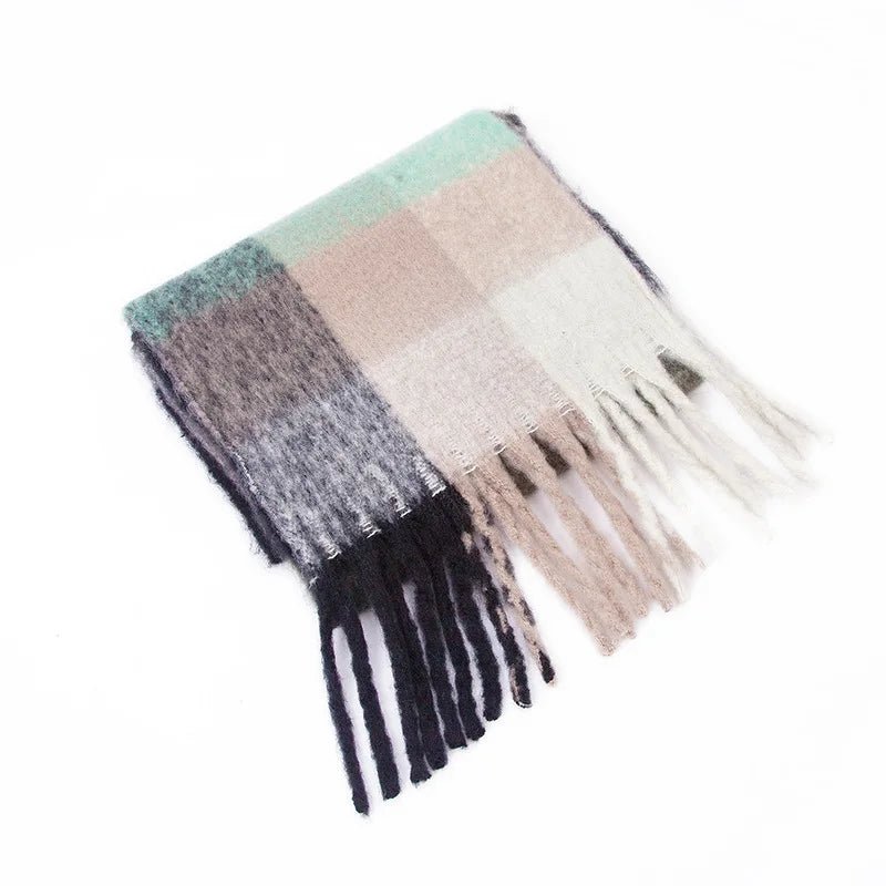 Fuzzy Color Block Tassel Scarf — Y2K Indie Winter Style - BaeSprout.com