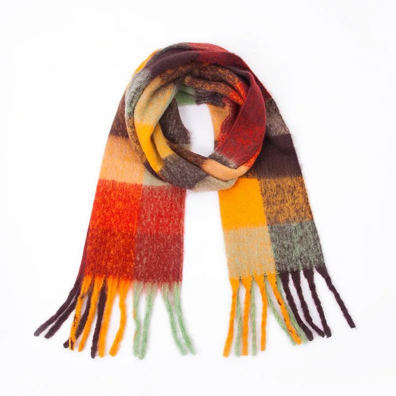 Fuzzy Color Block Tassel Scarf — Y2K Indie Winter Style - BaeSprout.com