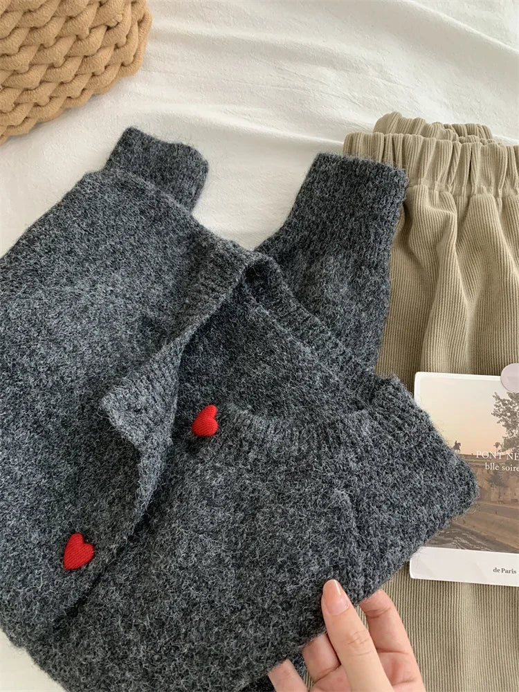 Deep Grey Wool Knitted Cardigan - BaeSprout.com