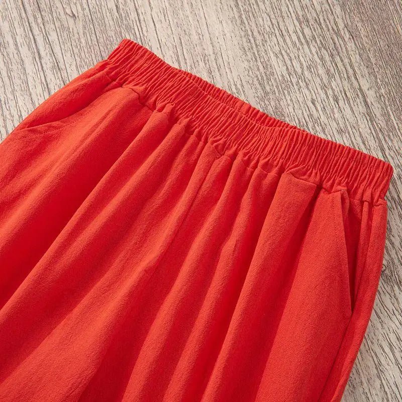 Cotton Linen Harem Pants with Elastic Waist — Boho Casual Summer - BaeSprout.com