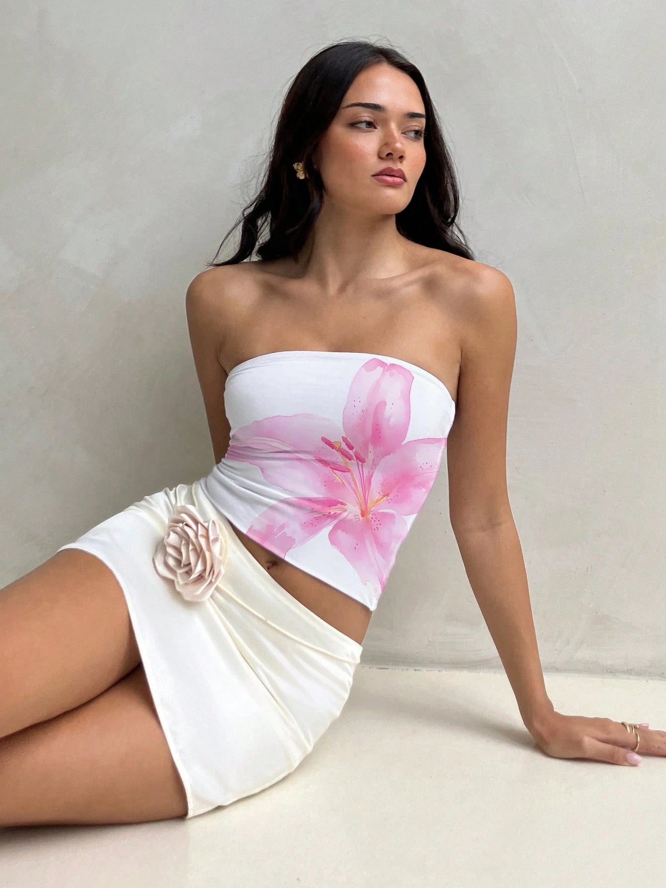 Floral Print Strapless Bandeau Crop Top — Coquette Summer - BaeSprout.com