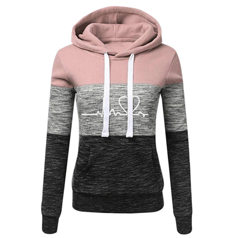 Color Block Hoodie Jogger Set Two Piece Heartbeat — Y2K Sporty Streetwear - BaeSprout.com