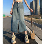 High - Waist Denim A - Line Skirt for Women - BaeSprout.com