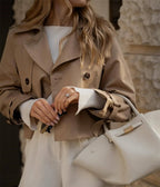 Cropped Trench Coat Double Breasted Lapel — Quiet Luxury Old Money Style - BaeSprout.com
