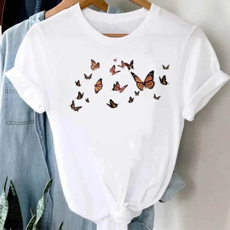 Summer Cartoon Butterfly Print Top - BaeSprout.com