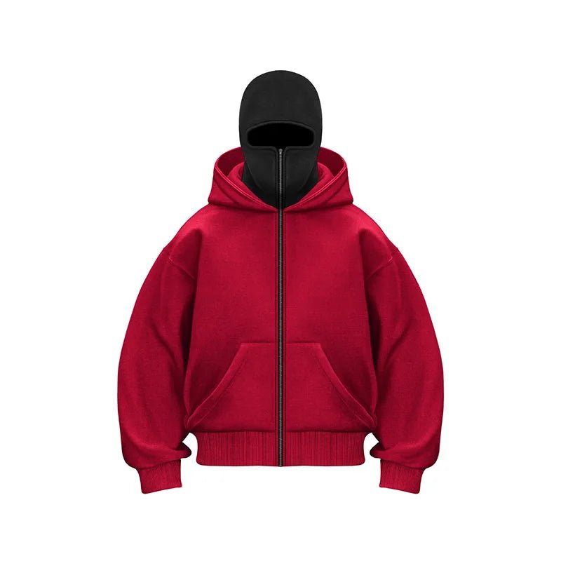 Balaclava Hood Oversized Zip - Up Hoodie — Y2K Goth Street - BaeSprout.com