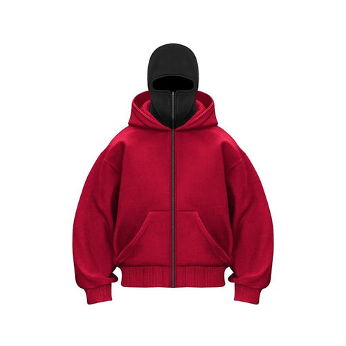 Balaclava Hood Oversized Zip - Up Hoodie — Y2K Goth Street - BaeSprout.com