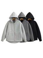 Oversized Zip - Up Hoodie Big Pocket Loose Fit — Clean Girl Y2K Essential - BaeSprout.com