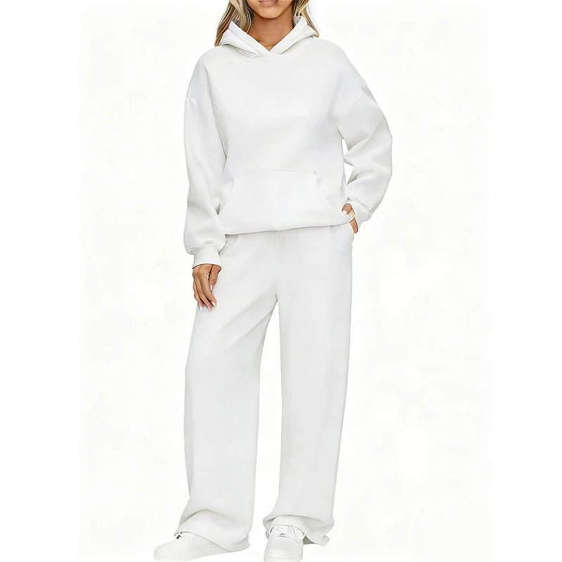Pullover Hoodie Wide Leg Pants Set Two Piece — Clean Girl Soft Casual - BaeSprout.com
