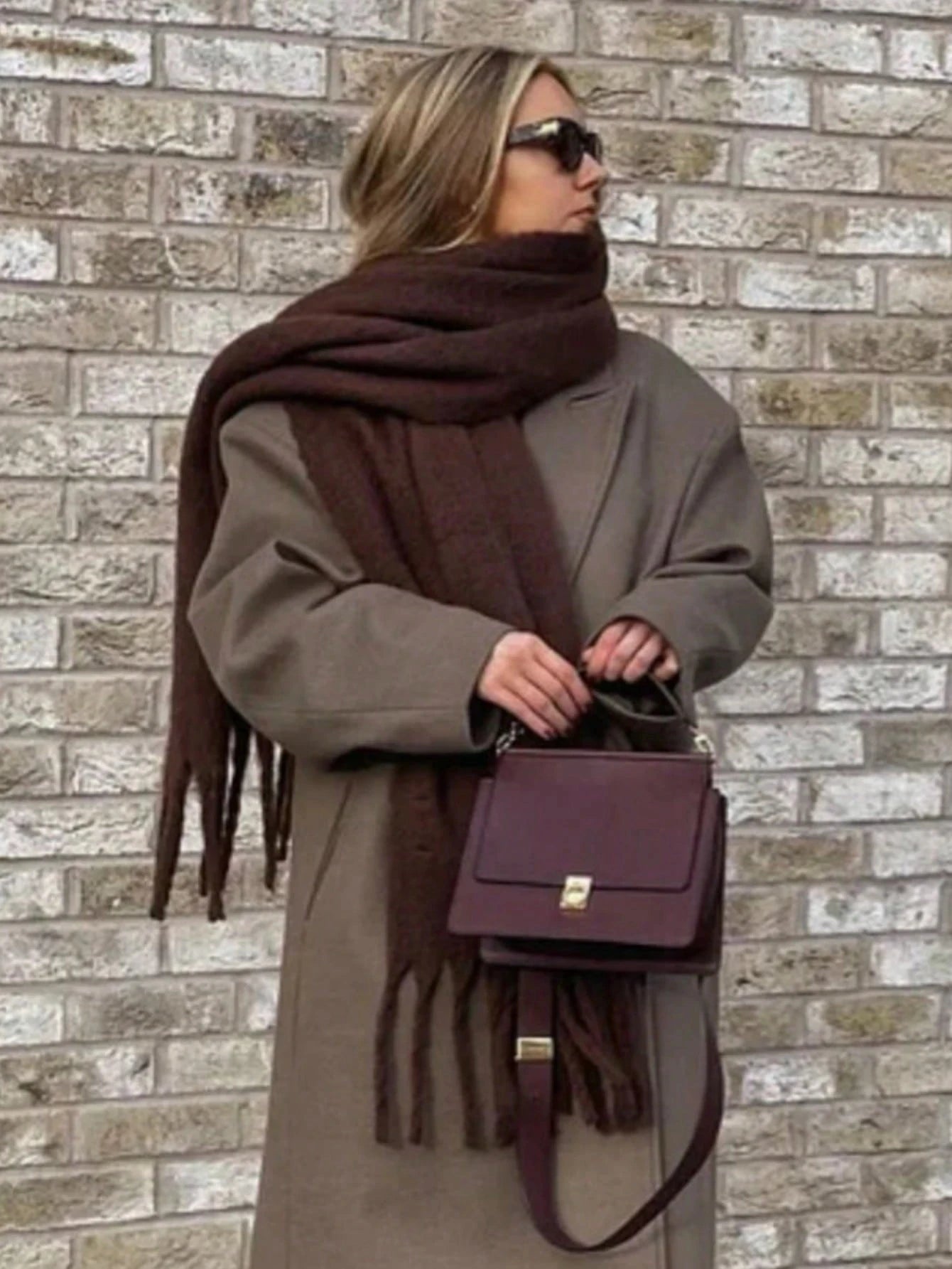 Solid Fuzzy Oversized Scarf Long Tassel Wrap — Quiet Luxury Winter - BaeSprout.com