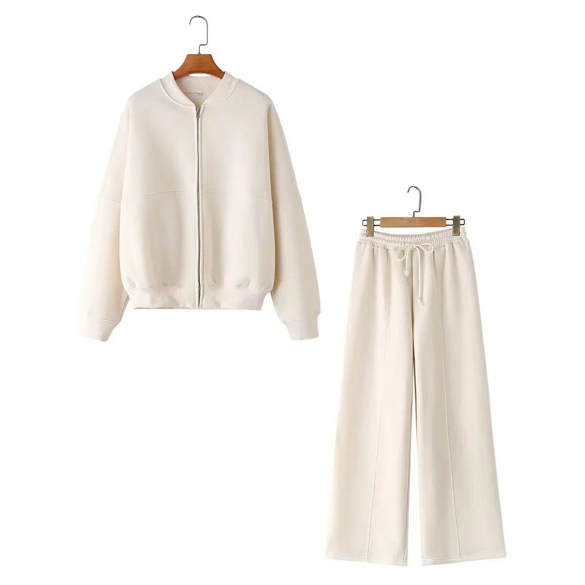 Bomber Jacket Wide Leg Pants Set Two Piece — Quiet Luxury Y2K Streetwear - BaeSprout.com