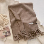 Cashmere Feel Tassel Scarf Oversized Wrap — Quiet Luxury Winter Essential - BaeSprout.com