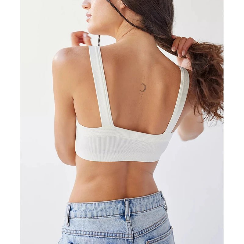 Ribbed Scoop Neck Cami Bra Top with Thick Straps — Y2K Minimal - BaeSprout.com