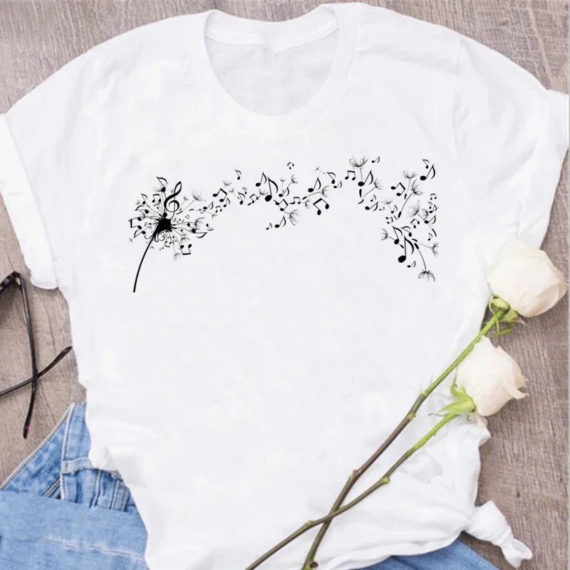 Music Heartbeat Graphic Tee Short Sleeve — Indie Alt & Harajuku Style - BaeSprout.com