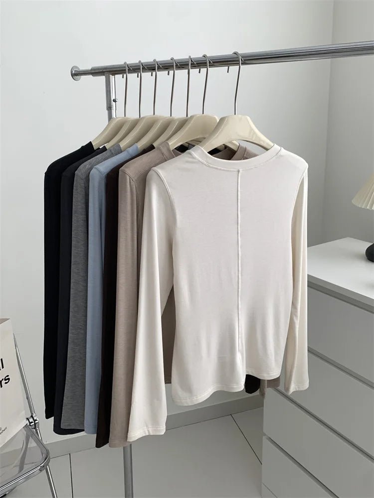 Silky Soft Long Sleeve Top with Slim Fit — Quiet Luxury Minimal - BaeSprout.com