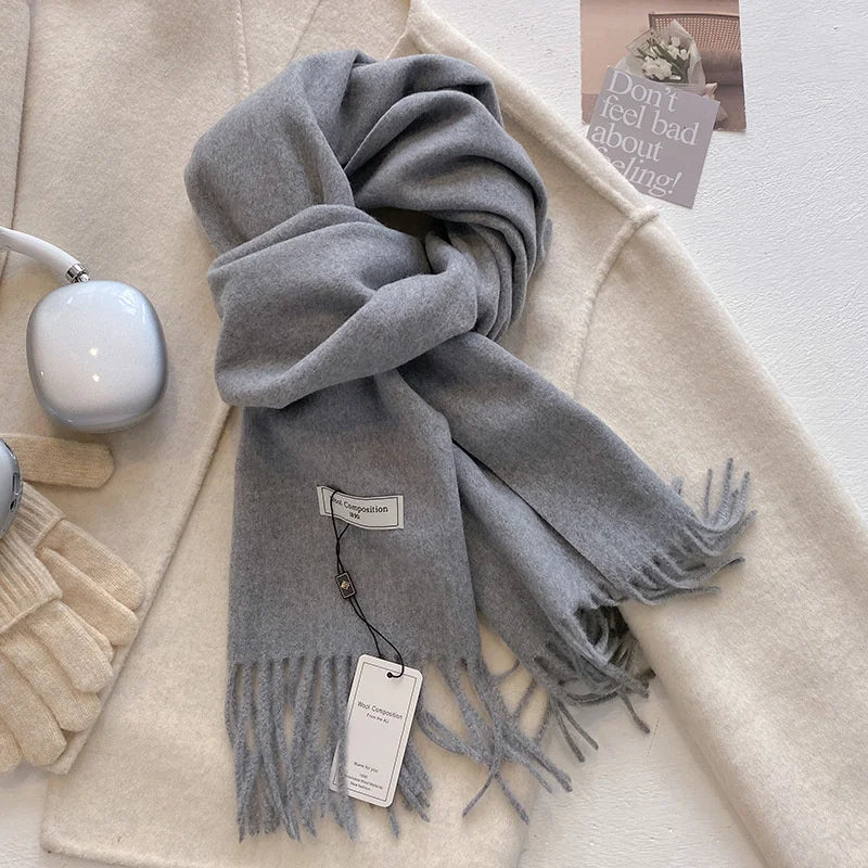 Cashmere Feel Tassel Scarf Oversized Wrap — Quiet Luxury Winter Essential - BaeSprout.com