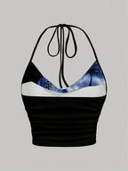 Y2K Tie - Dye Halter Crop Top for Women - BaeSprout.com