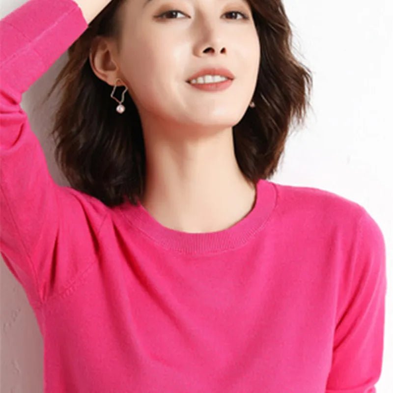 Crew Neck Cashmere - Blend Pullover Sweater - Quiet Luxury - BaeSprout.com