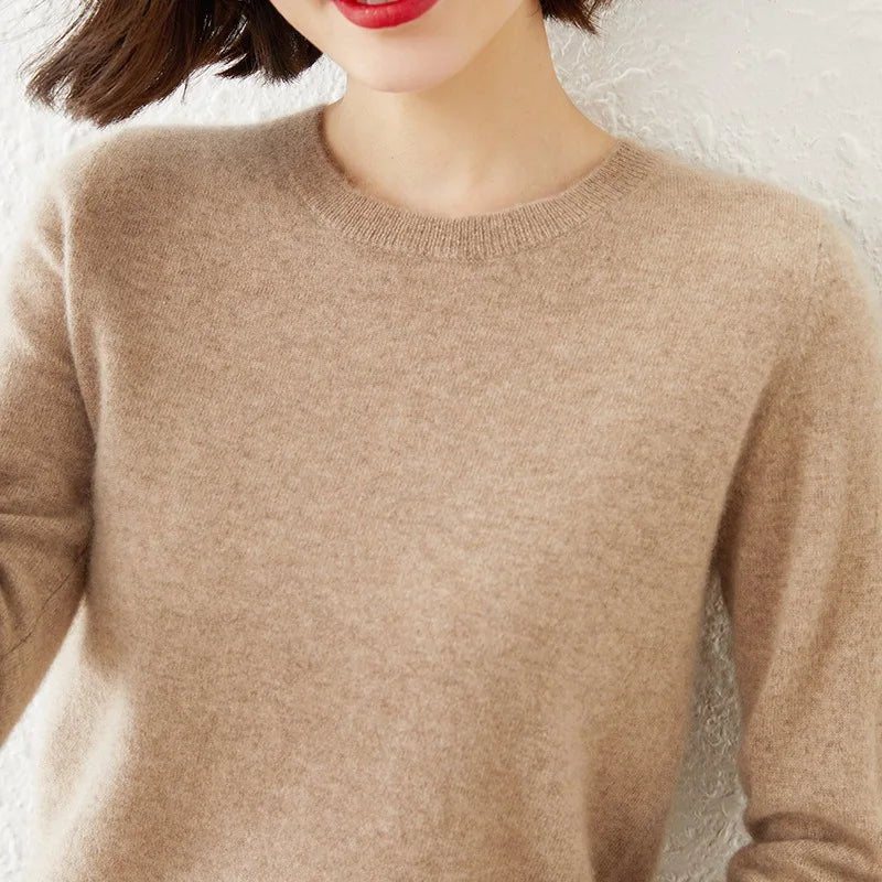 Crew Neck Cashmere - Blend Pullover Sweater - Quiet Luxury - BaeSprout.com