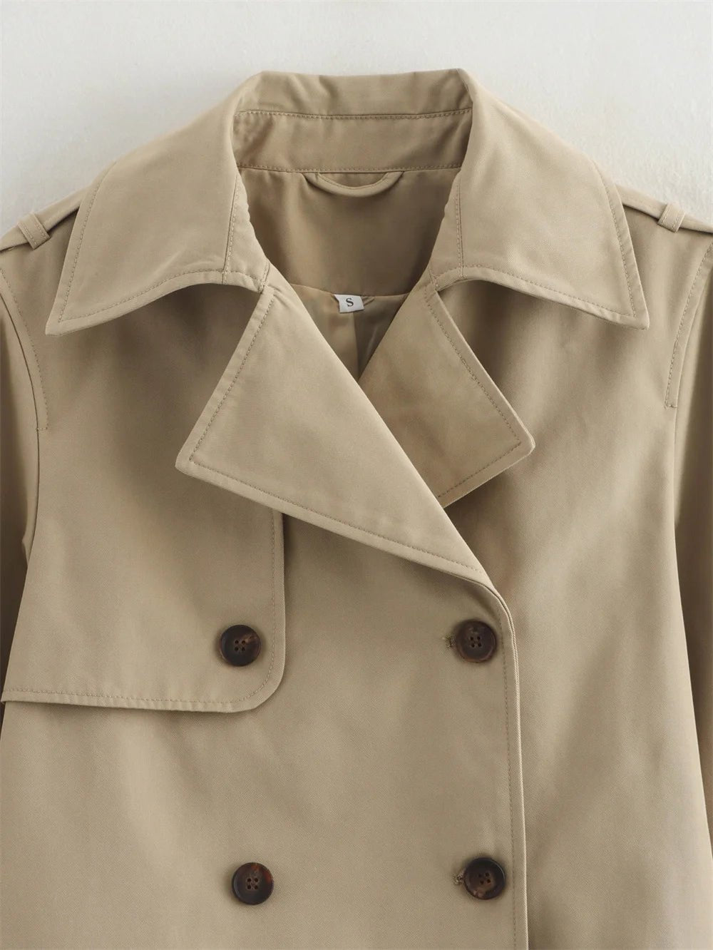 Cropped Trench Coat Double Breasted Lapel — Quiet Luxury Old Money Style - BaeSprout.com