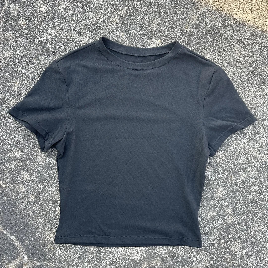 Fitted Crop Yoga Tee with Short Sleeves — Athleisure Active - BaeSprout.com