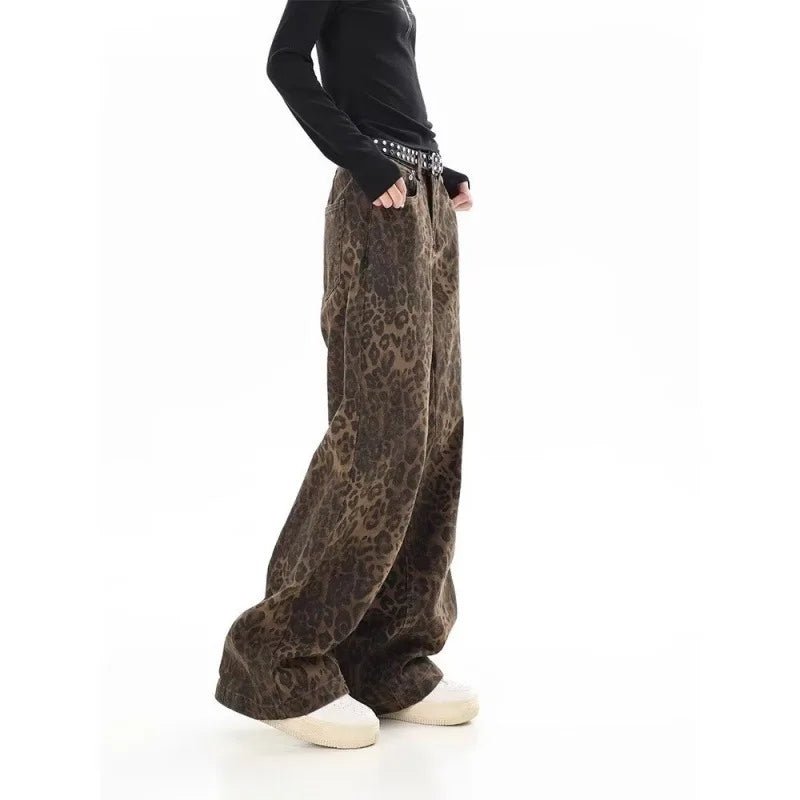 Leopard Print Straight - Leg Jeans - BaeSprout.com