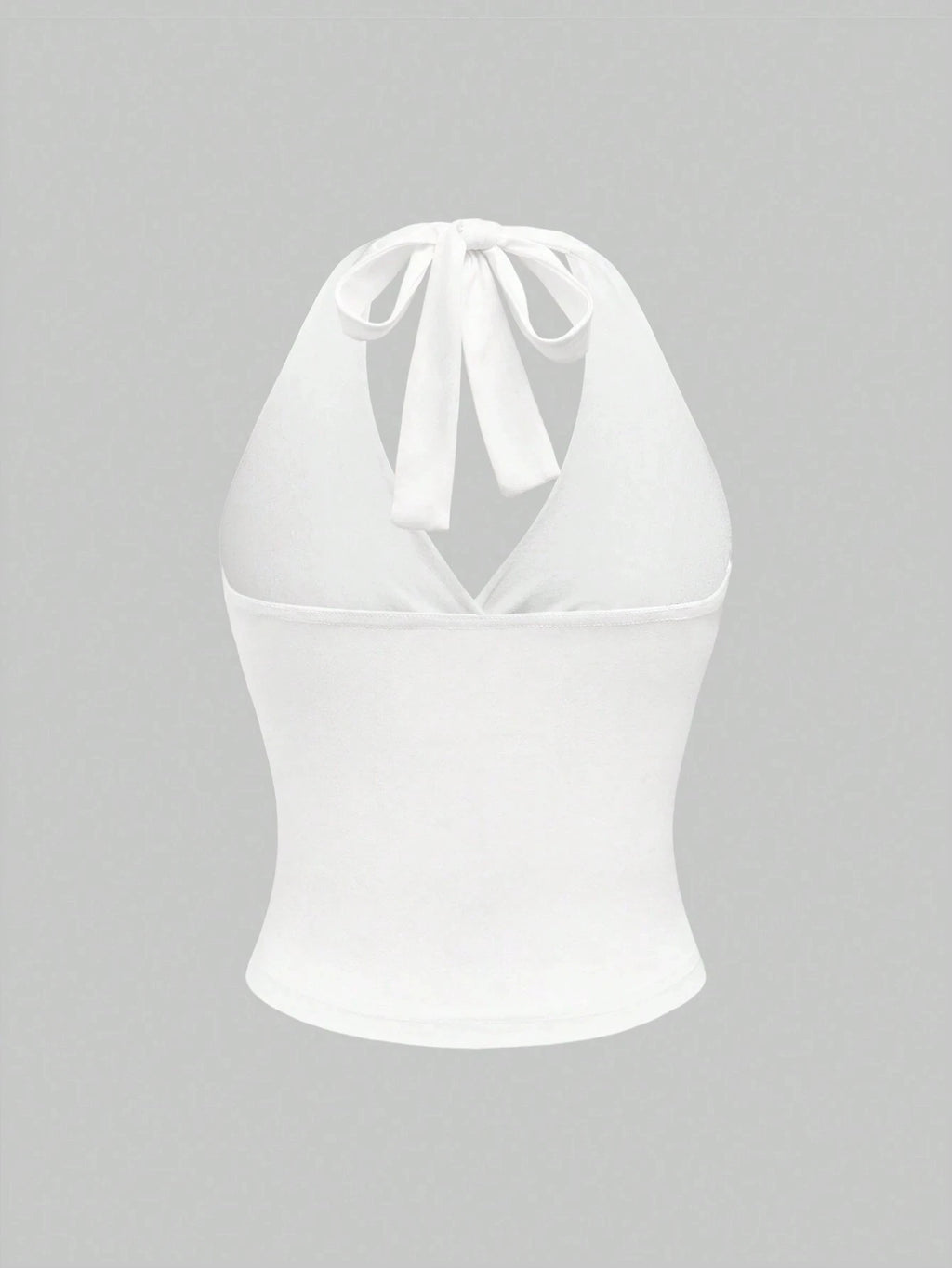 V - Neck Halter Crop Top Ruched Tie - Back Backless — Y2K Baddie Night Out - BaeSprout.com