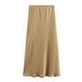 Satin Midi Skirt High Waist Flowy A - Line — Quiet Luxury Old Money Chic - BaeSprout.com
