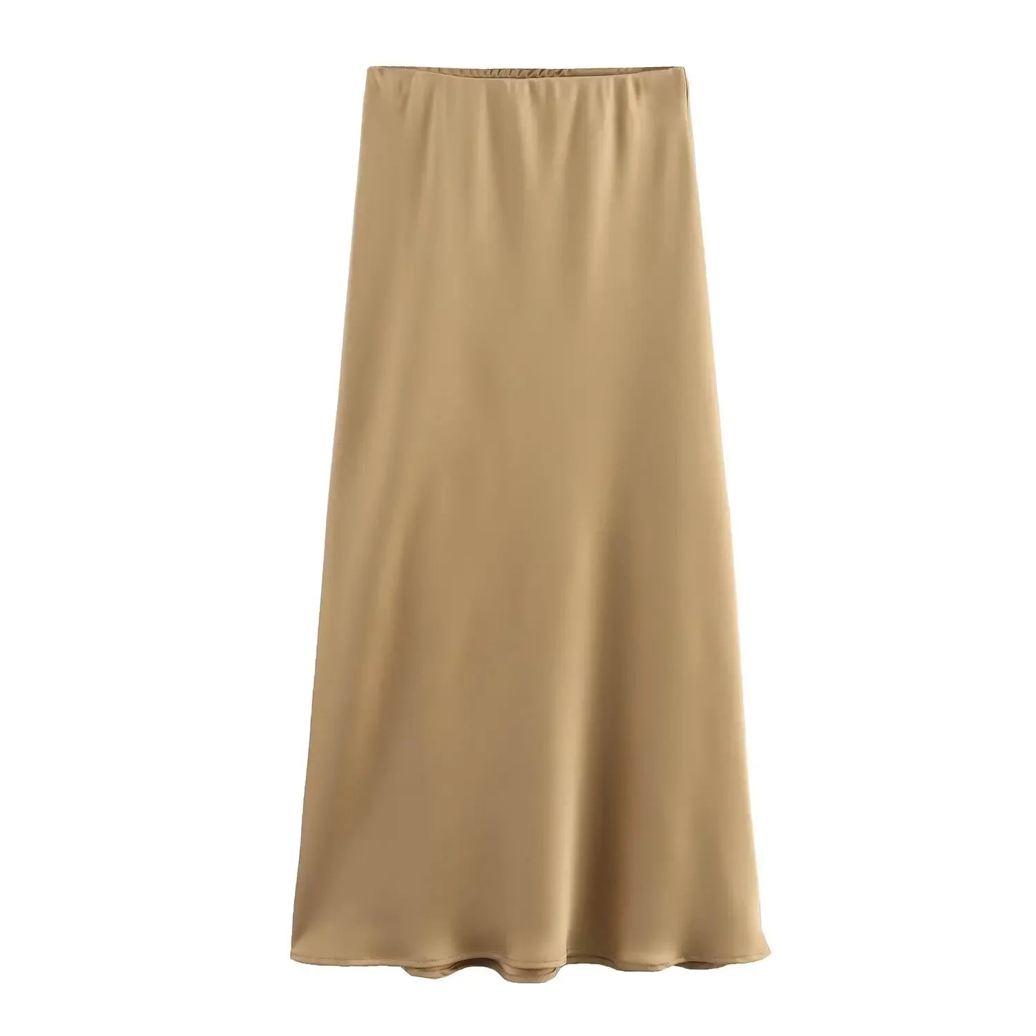 Satin Midi Skirt High Waist Flowy A - Line — Quiet Luxury Old Money Chic - BaeSprout.com