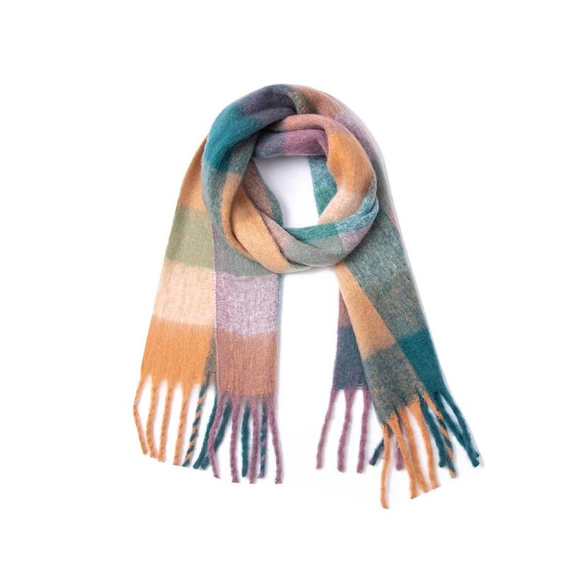 Fuzzy Color Block Tassel Scarf — Y2K Indie Winter Style - BaeSprout.com