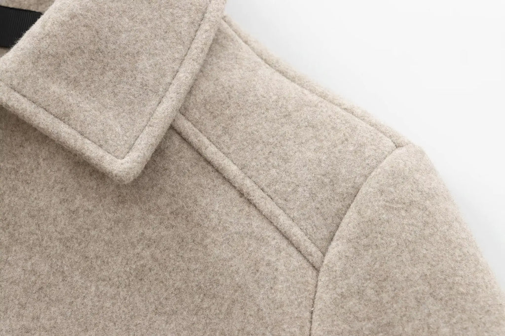 Cropped Zip - Up Jacket Collared Patch Pocket — Quiet Luxury Old Money - BaeSprout.com
