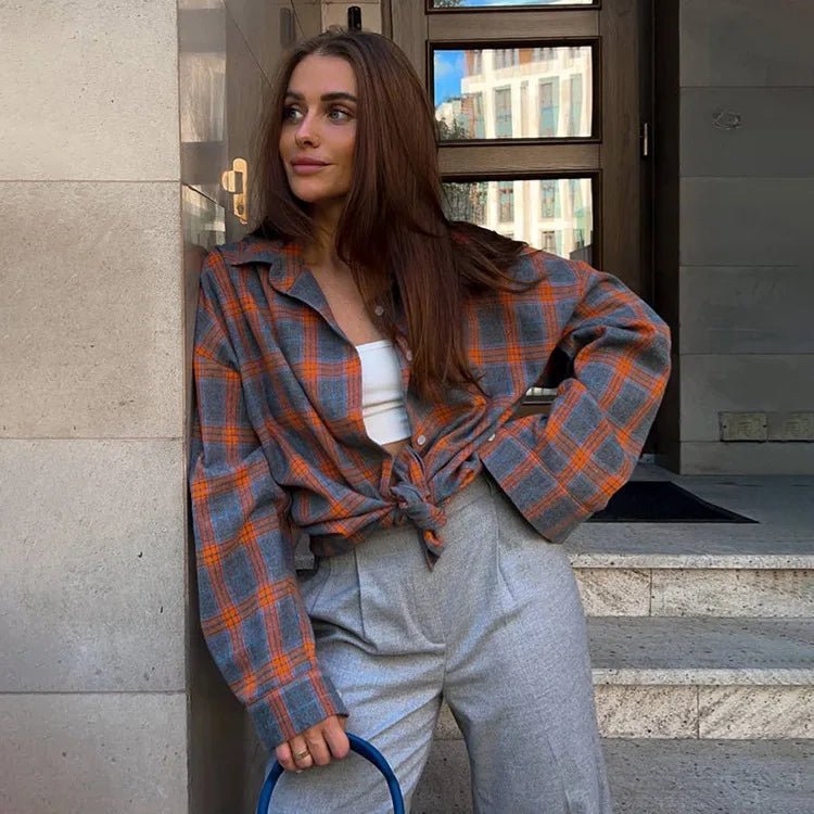 Oversized Plaid Flannel Shirt Button - Down Lapel — Indie Grunge Y2K - BaeSprout.com