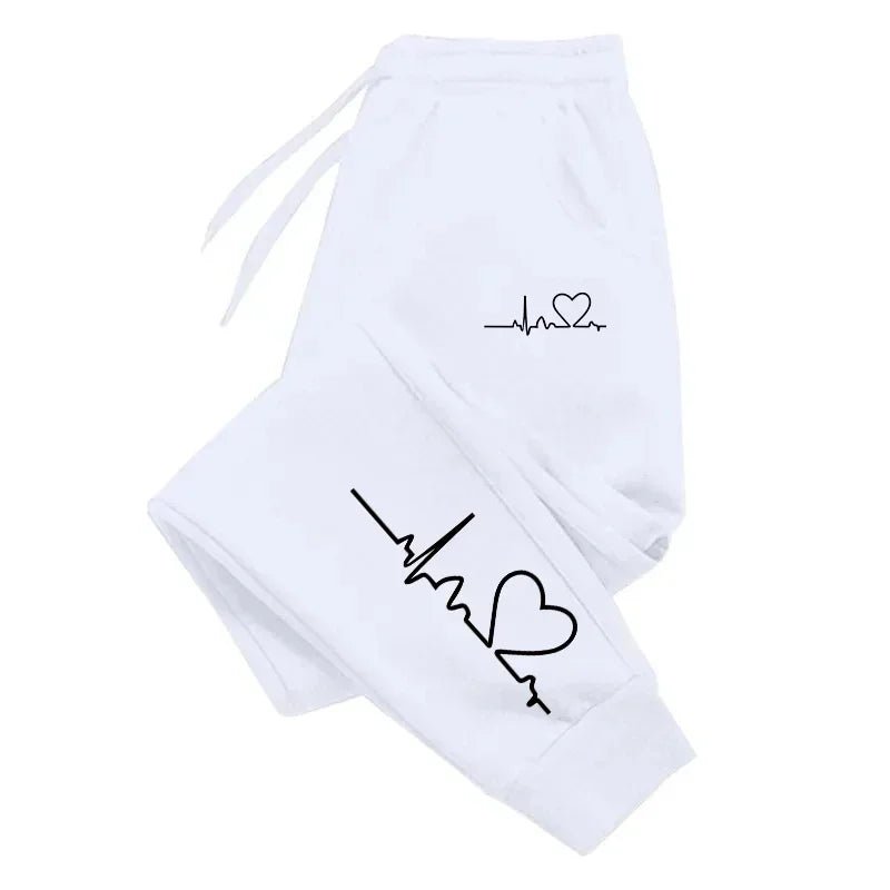 Heartbeat Print Jogger Sweatpants with Drawstring — Casual Street - BaeSprout.com
