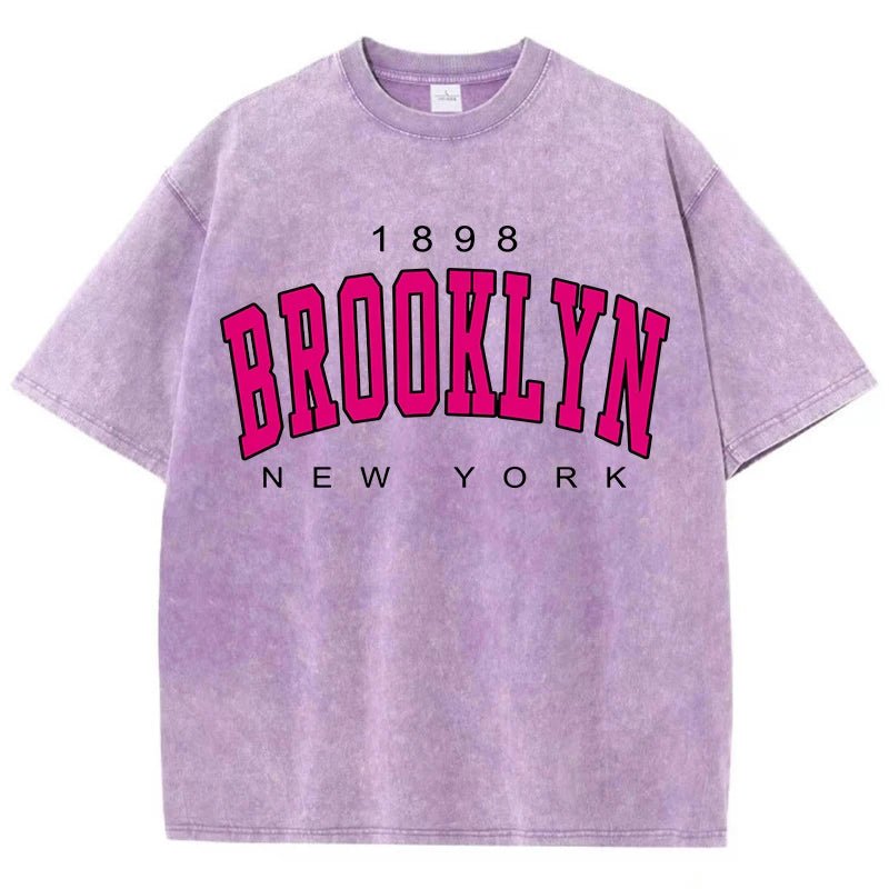 Brooklyn New York Washed Graphic Tee Oversized — Y2K Varsity - BaeSprout.com