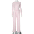 Slinky Long Sleeve Wide Leg Set Two Piece — Y2K Baddie Going Out - BaeSprout.com