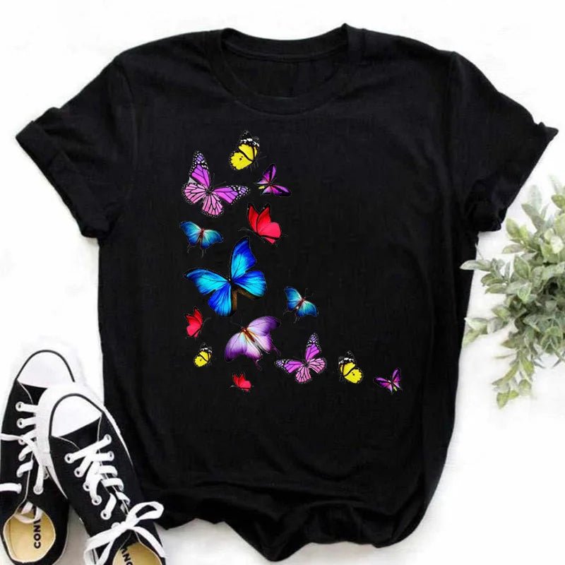 Summer Cartoon Butterfly Print Top - BaeSprout.com